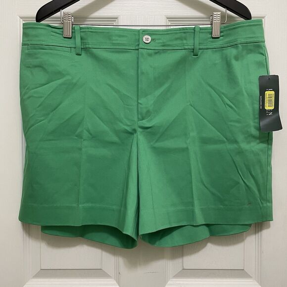 NEW LRL Lauren Ralph Lauren Satiny Khaki Shorts Cotton Blend Green Sz 16 Vintage - Picture 1 of 8